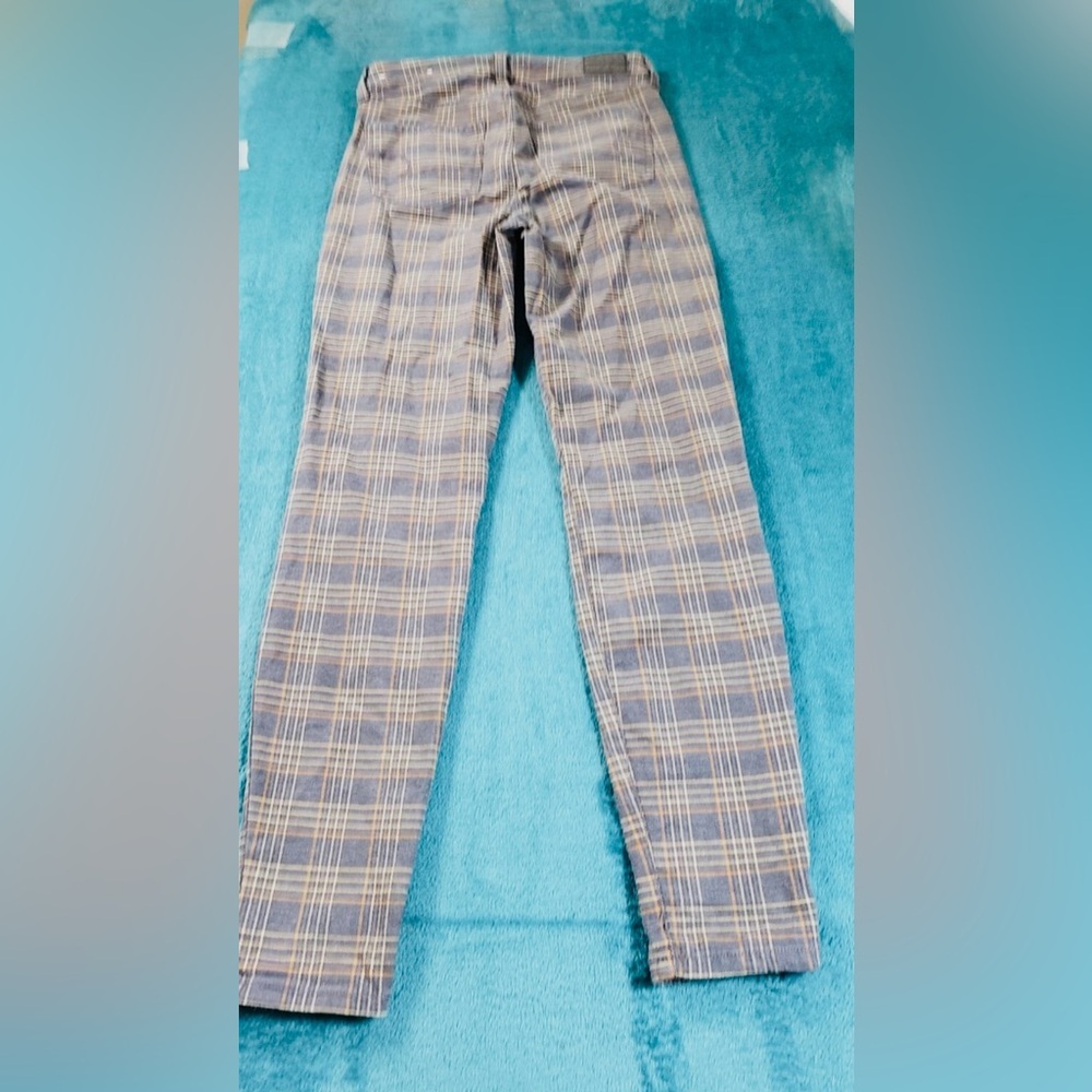 American Eagle Outfitters Super Stretch Plaid Chinos - Gray and Tan NWOT Size 00 - Picture 3 of 7